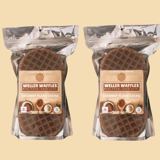 2 Coconut Flake Cacao Bags of 8 (16 large waffles)